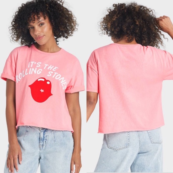 the Rolling Stones Tops - NEW ROLLING STONES KISS LIPS PINK SHIRT LOGO BAND